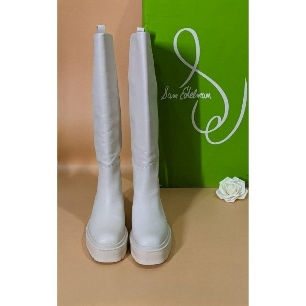 Sam Edelman White Knee-High Platform Boots